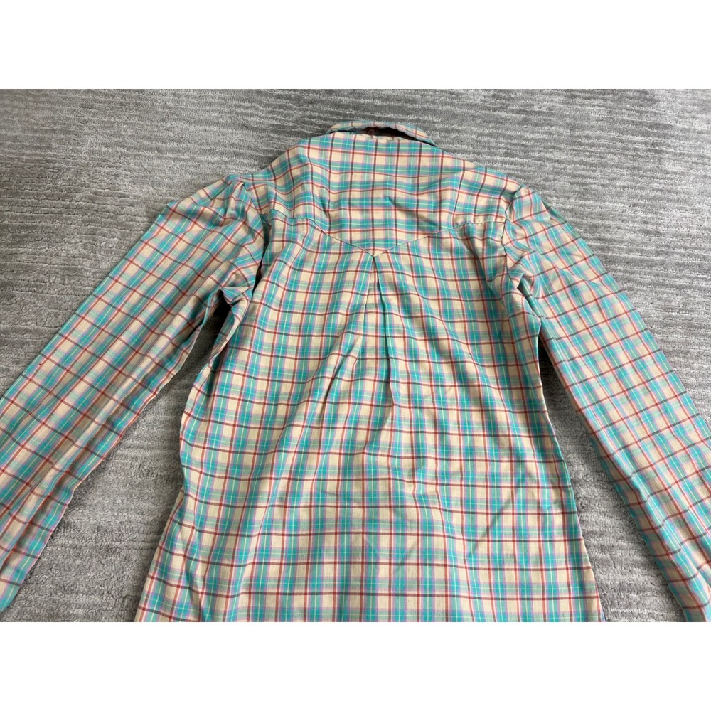 Tem Tex Western Shirt Womens M Multi Color Plaid Puff Sleeve Button Up Vintage - Picture 12 of 14